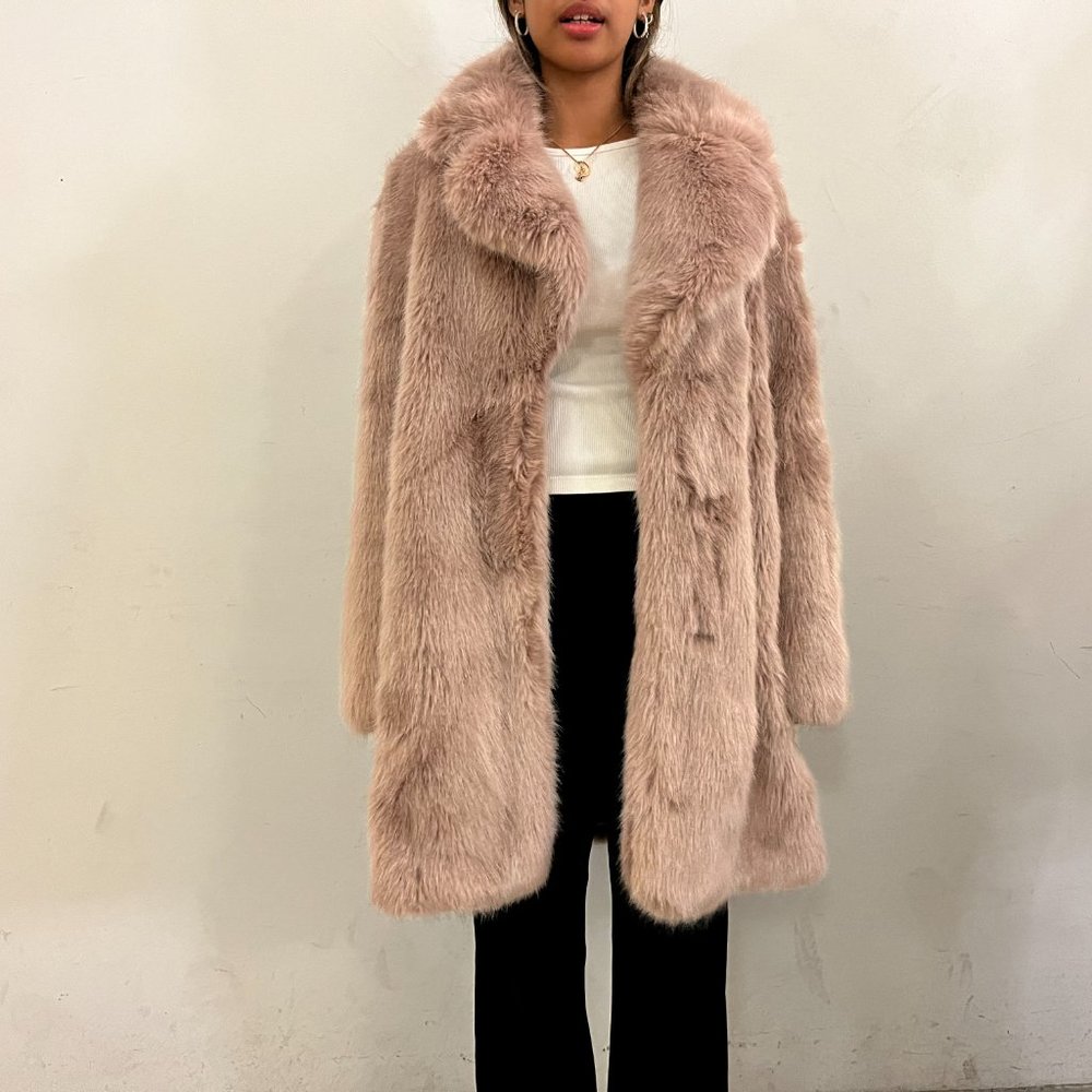 J.Crew Womens Faux Fur Winter Coat Blush Size M